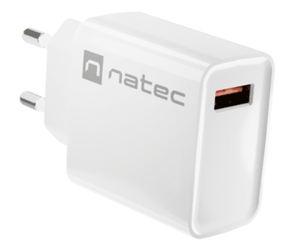 Ładowarka i akumulator Natec RIBERA 1X USB-A 18W BIAŁA